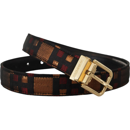 Dolce & Gabbana Multicolor Leather Jacquard Gold Metal Buckle Belt BEL8411 - 75