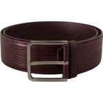 Dolce & Gabbana Maroon Calf Leather Wide Logo Engraved Buckle Belt BEL8500 - 70