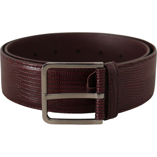 Dolce & Gabbana Maroon Calf Leather Wide Logo Engraved Buckle Belt BEL8500 - 70