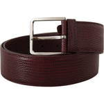 Dolce & Gabbana Maroon Calf Leather Wide Logo Engraved Buckle Belt BEL8500 - 70