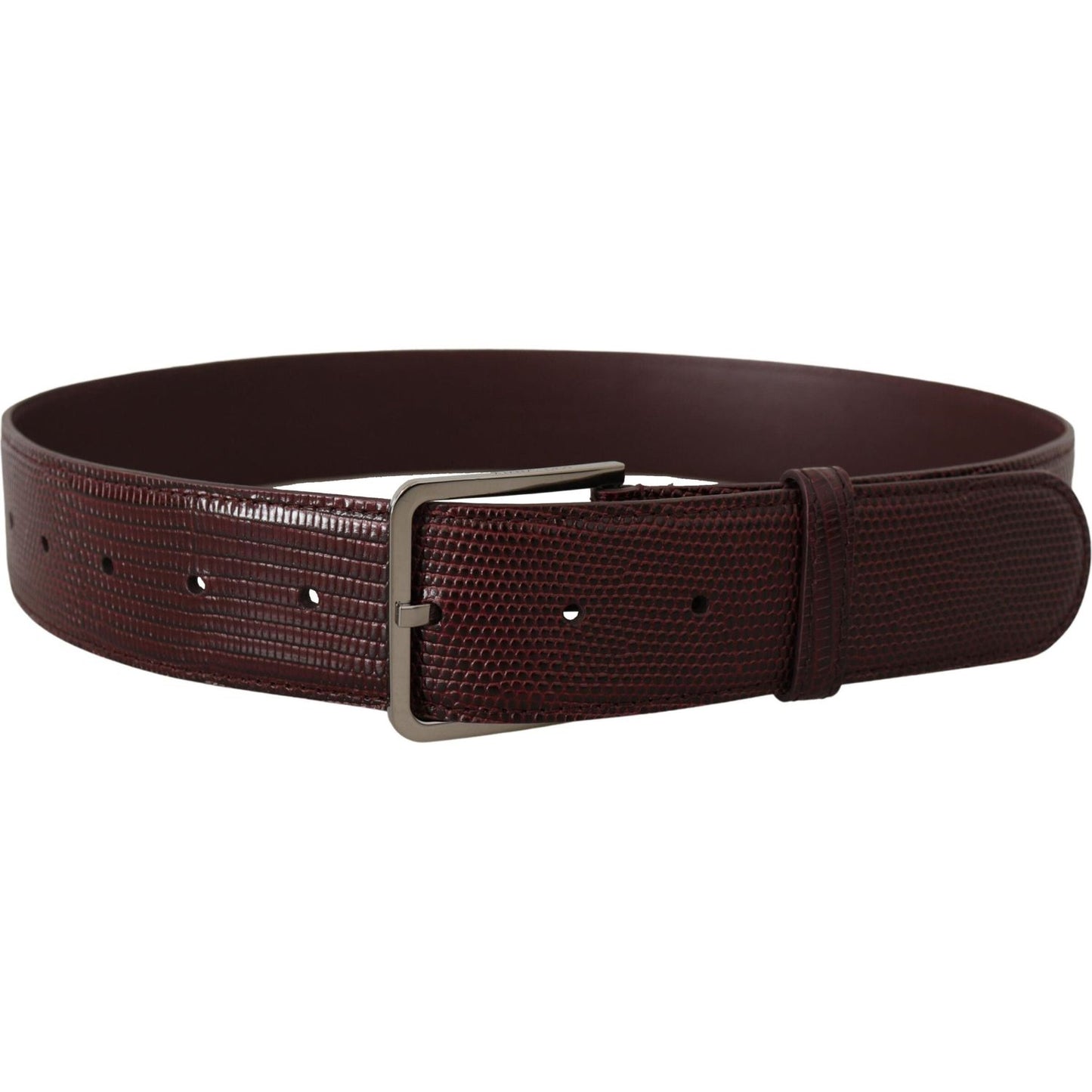 Dolce & Gabbana Maroon Calf Leather Wide Logo Engraved Buckle Belt BEL8500 - 70