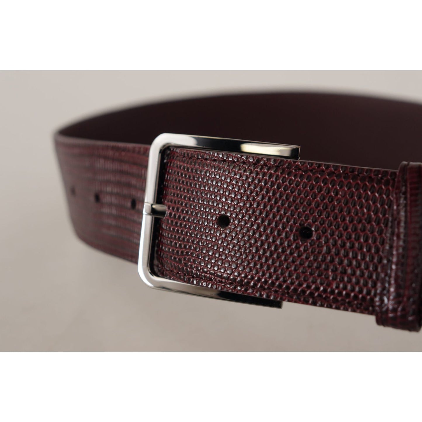 Dolce & Gabbana Maroon Calf Leather Wide Logo Engraved Buckle Belt BEL8500 - 70