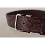 Dolce & Gabbana Maroon Calf Leather Wide Logo Engraved Buckle Belt BEL8500 - 70