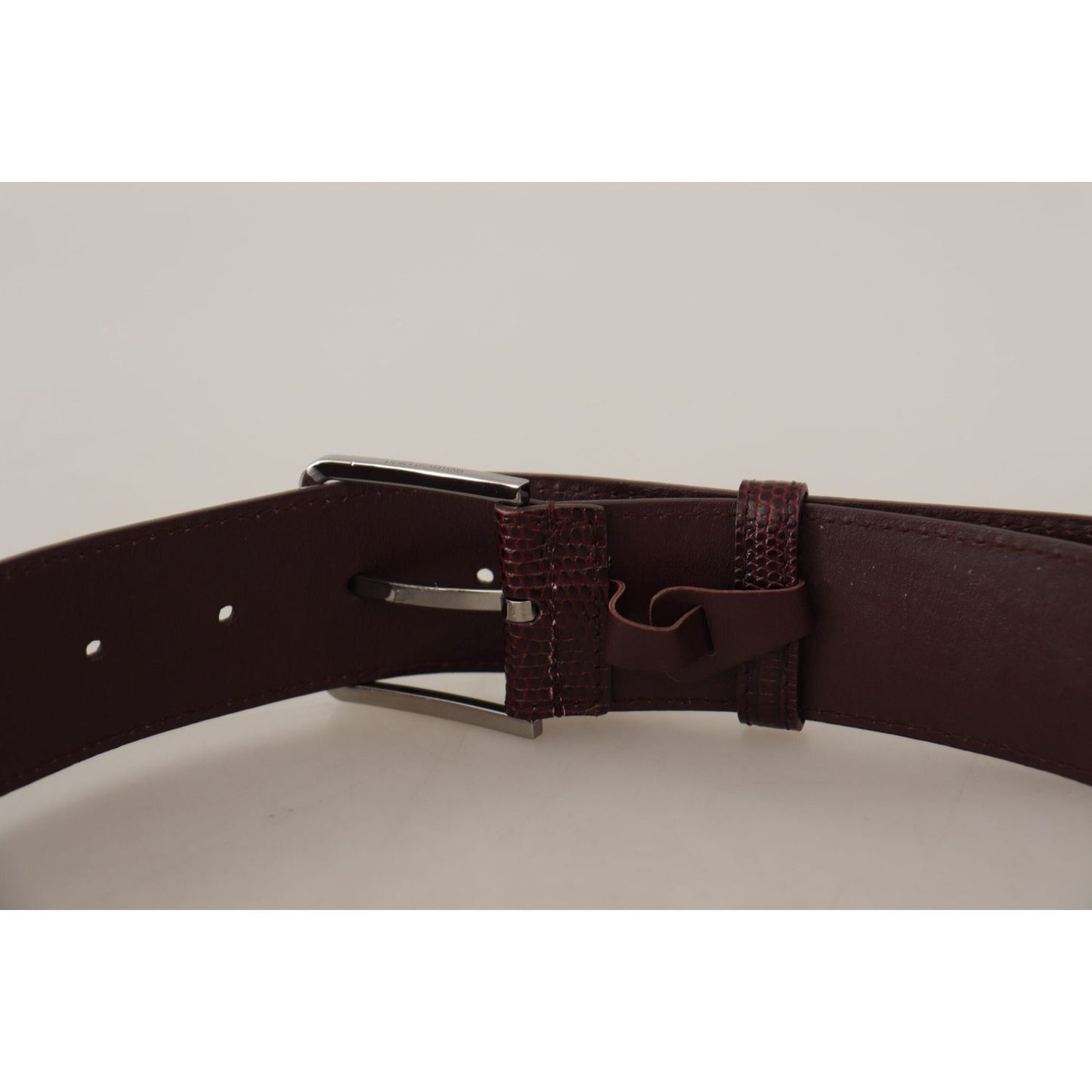 Dolce & Gabbana Maroon Calf Leather Wide Logo Engraved Buckle Belt BEL8500 - 70