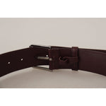 Dolce & Gabbana Maroon Calf Leather Wide Logo Engraved Buckle Belt BEL8500 - 70