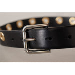 Dolce & Gabbana Black Leather Eyelet Silver Tone Metal Buckle Belt BEL8615 - 70
