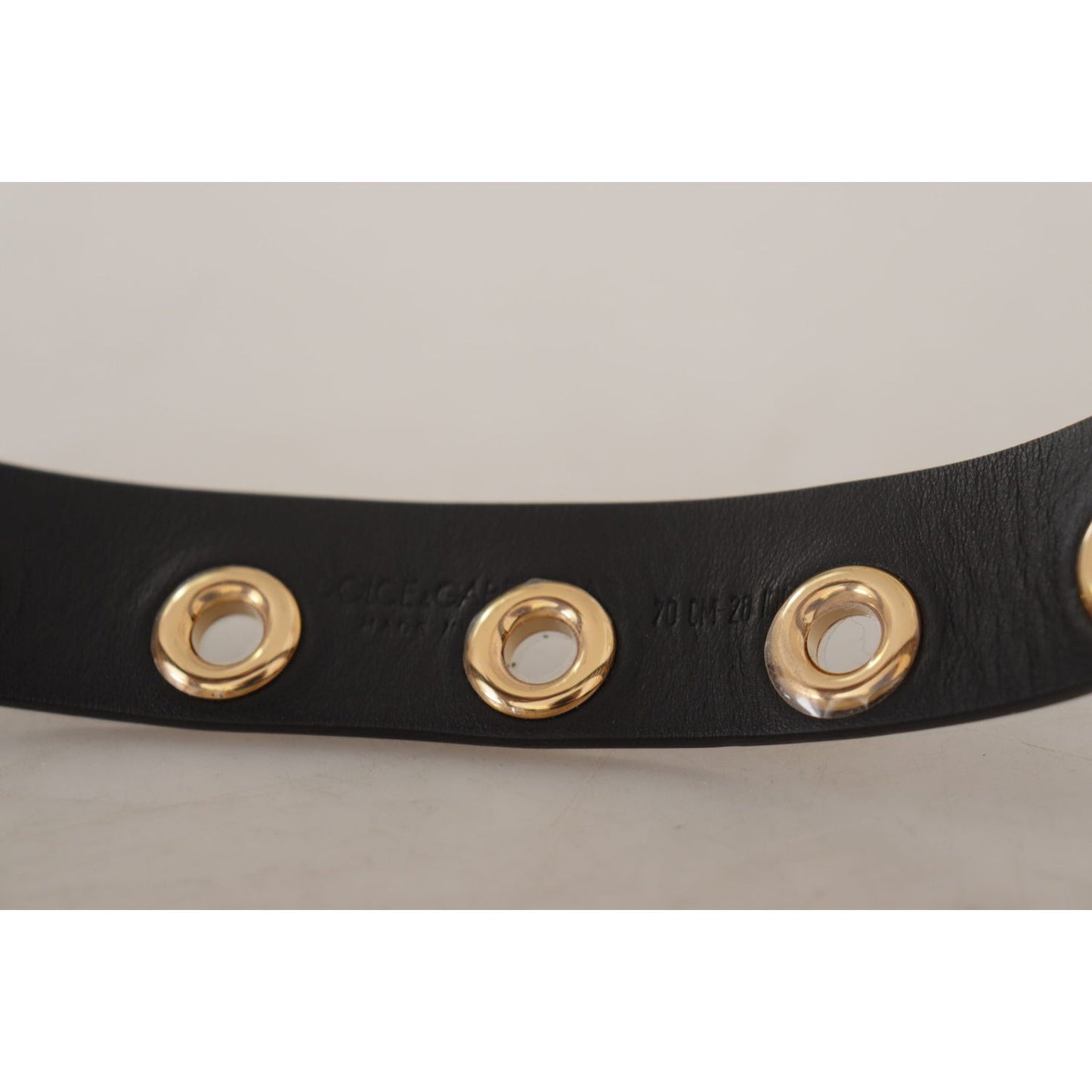 Dolce & Gabbana Black Leather Eyelet Silver Tone Metal Buckle Belt BEL8615 - 70