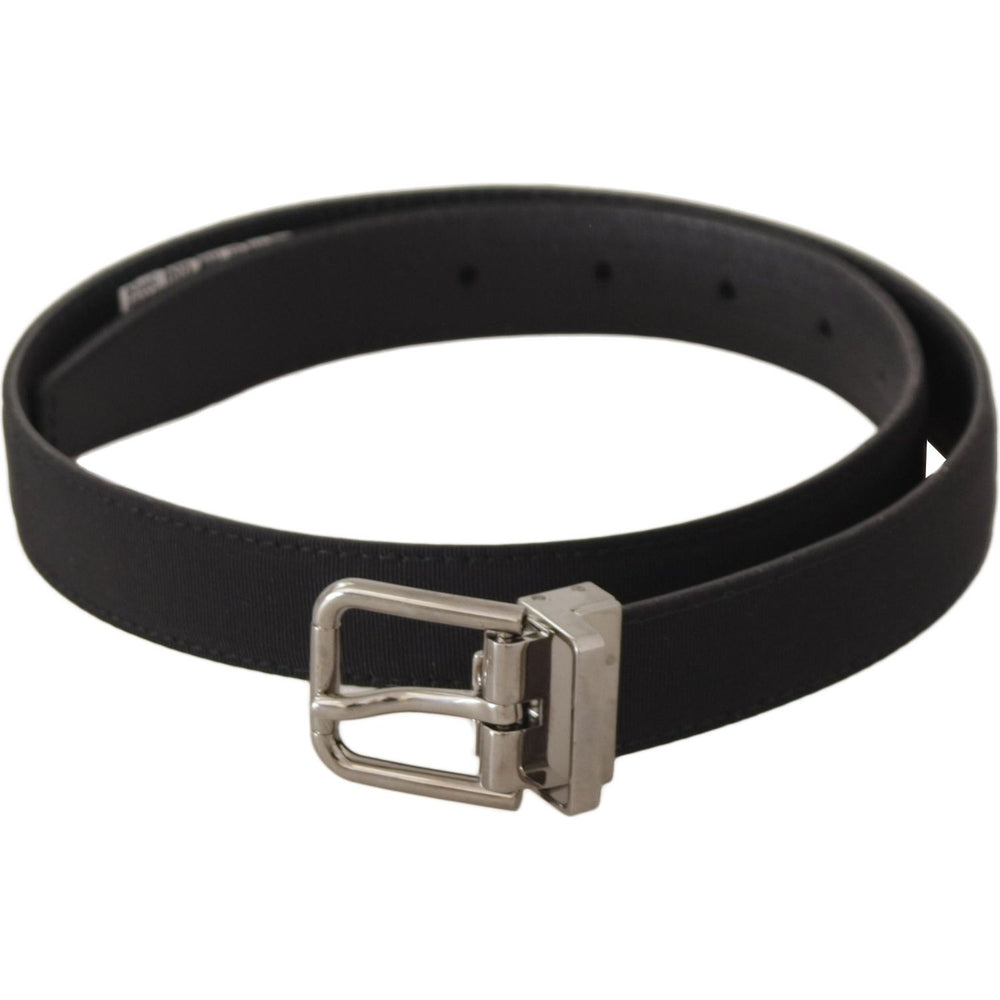 Dolce & Gabbana Black Canvas Leather Silver Tone Metal Buckle Belt BEL8650 - 70