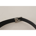 Dolce & Gabbana Black Canvas Leather Silver Tone Metal Buckle Belt BEL8650 - 70