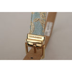 Dolce & Gabbana Blue Leather Jacquard Embossed Gold Metal Buckle Belt WMB101 - 65