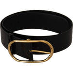 Dolce & Gabbana Black Embossed Leather Gold Tone Metal Buckle Belt WMB137 - 80