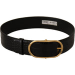Dolce & Gabbana Black Embossed Leather Gold Tone Metal Buckle Belt WMB137 - 80