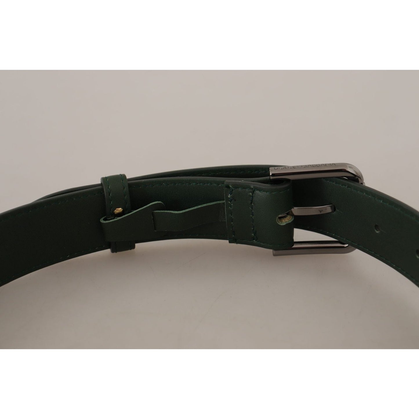 Dolce & Gabbana Army Green Leather Logo Metal Waist Buckle Belt WMB166 - 60