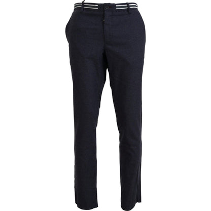 Domenico Tagliente Black Polyester Tapered Dress Pants