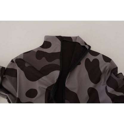 Dolce & Gabbana Gray Patterned Polyester Wetsuit Swimwear