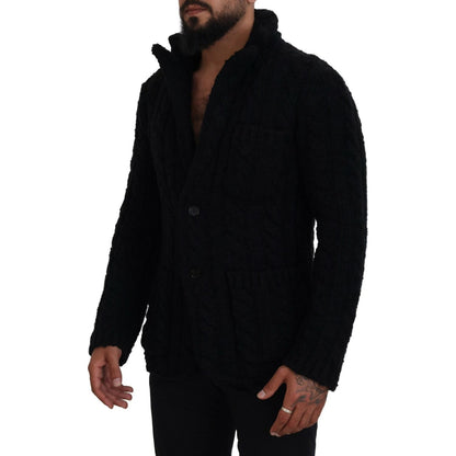 Dolce & Gabbana Black Wool Knit Button Cardigan Sweater