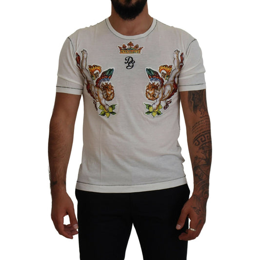 Dolce & Gabbana Elegant White Cotton-Silk Blend Tee Dolce & Gabbana Dark Gray