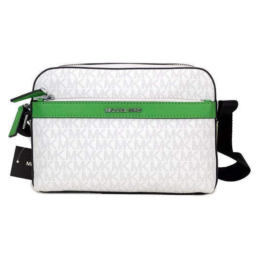 Michael Kors Cooper Small Bright White Palm Signature PVC Utility Crossbody Bag Michael Kors Dark Slate Gray