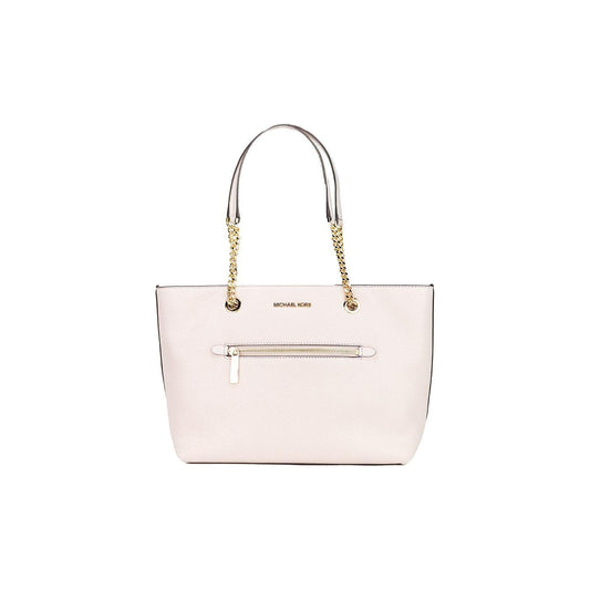 Michael Kors Jet Set Medium Powder Blush Leather Front Zip Chain Tote Bag Purse Michael Kors Misty Rose