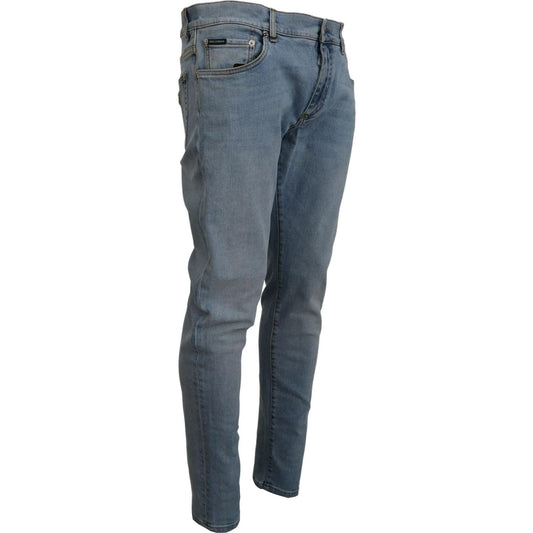 Dolce & Gabbana Elegant Slim Fit Light Blue Denim Pants Dolce & Gabbana Dim Gray