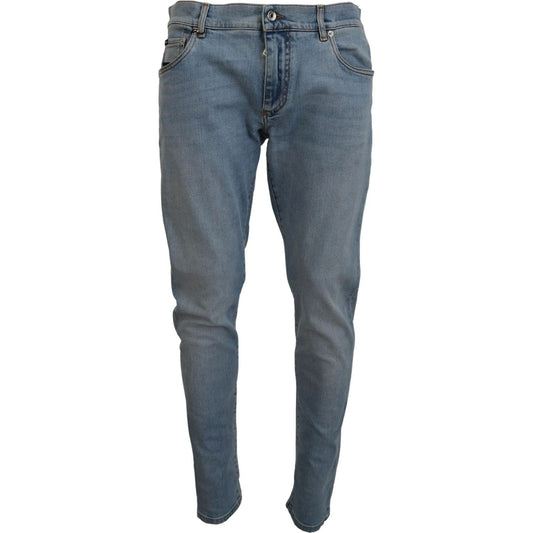 Dolce & Gabbana Elegant Slim Fit Light Blue Denim Pants Dolce & Gabbana Dim Gray