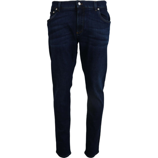 Dolce & Gabbana Elegant Slim Fit Dark Blue Denim Jeans Dolce & Gabbana Black