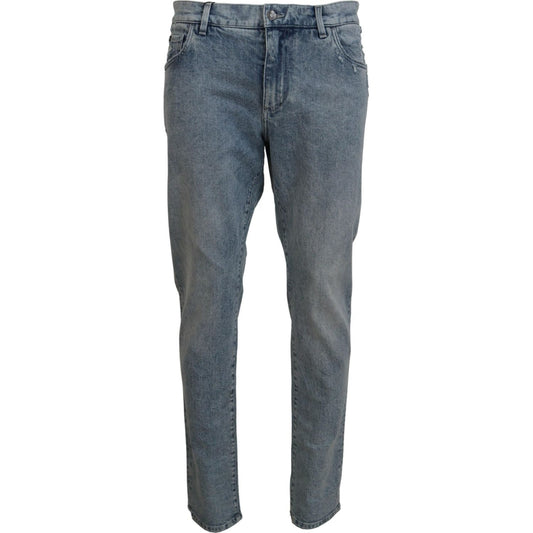 Dolce & Gabbana Elegant Slim-Fit Light Blue Denim Pants Dolce & Gabbana Dim Gray