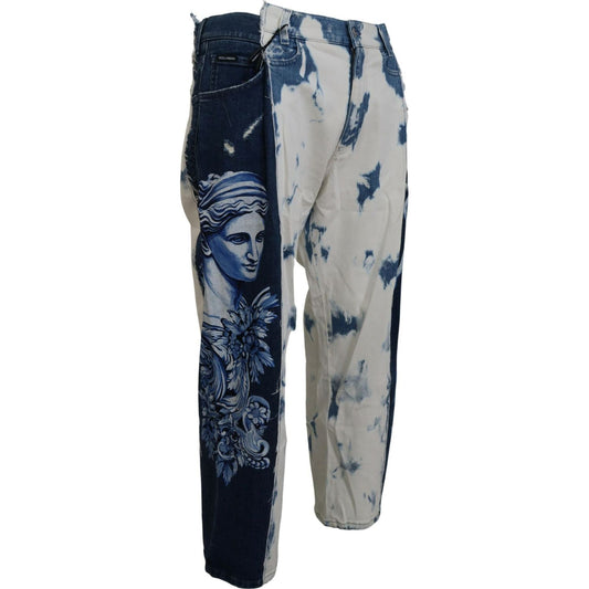 Dolce & Gabbana Elegant Loose Fit Denim Pants with Unique Print Dolce & Gabbana Dark Slate Gray