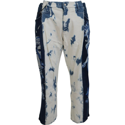 Dolce & Gabbana Elegant Loose Fit Denim Pants with Unique Print Dolce & Gabbana Dark Gray