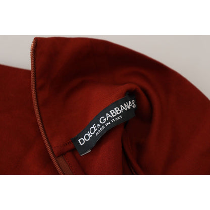 Dolce & Gabbana Maroon Cotton Turtle Neck Zip Sweater