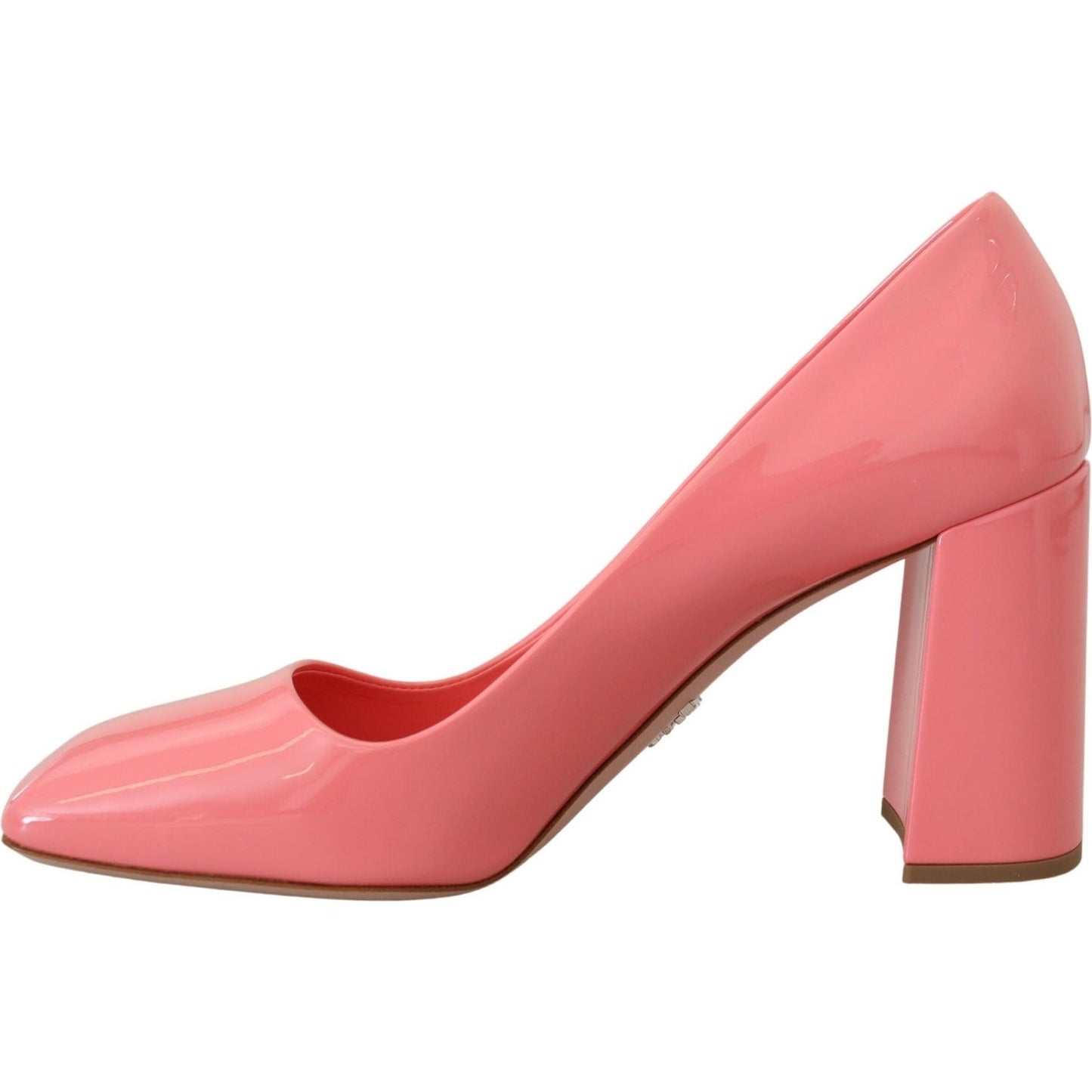 Prada Pink Patent Leather Block Heels Pumps Classic