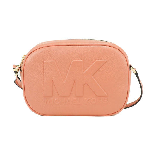 Michael Kors Jet Set Travel Medium Sherbert Leather Oval Camera Crossbody Bag Michael Kors Dark Salmon