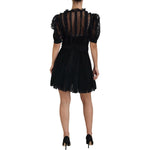 Dolce & Gabbana Black Lace Trim A-line Mini Nylon Dress