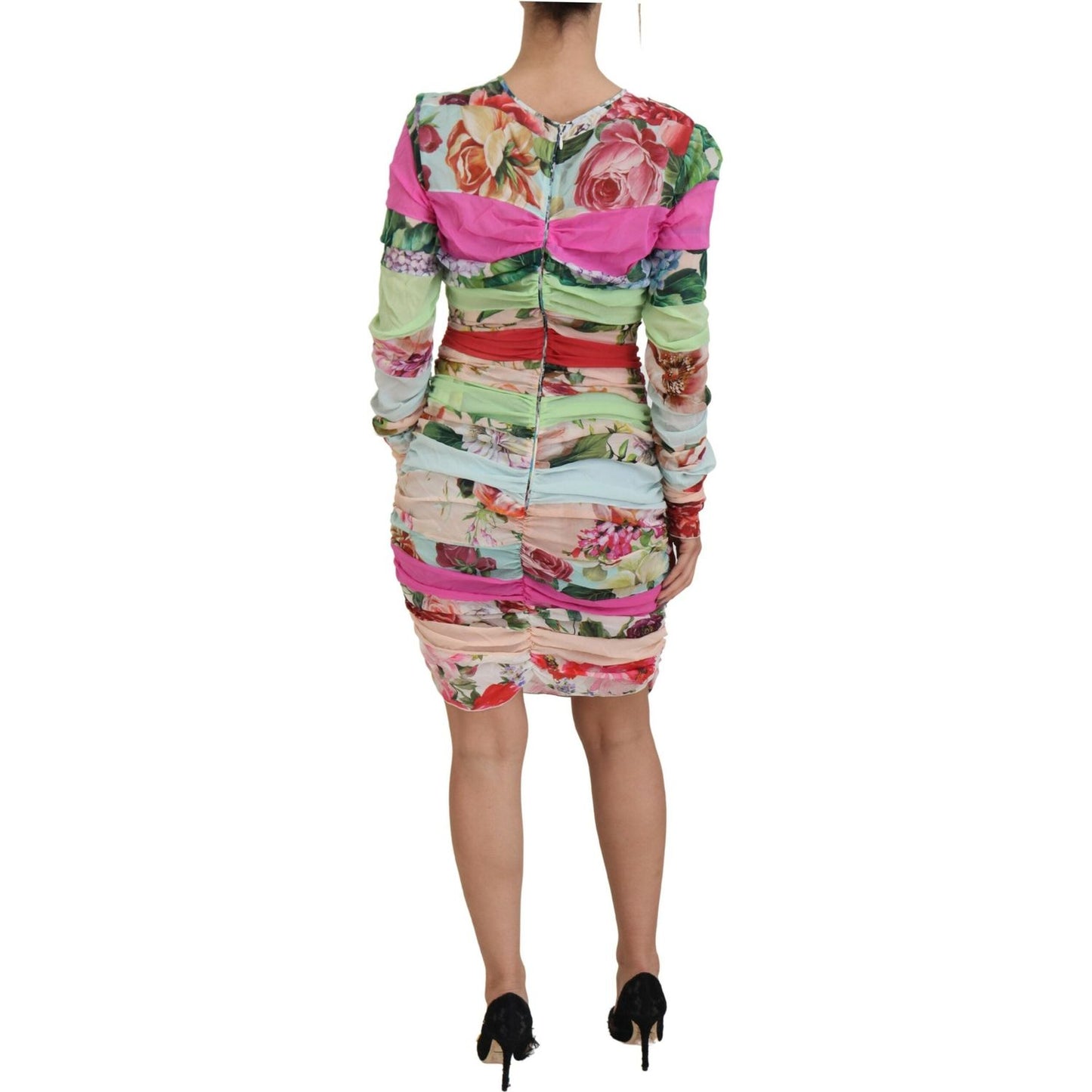Dolce & Gabbana Multicolor Silk Floral Bodycon Sheath Dress