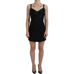 Dolce & Gabbana Black Fit Wool Stretch Sheath Mini Dress