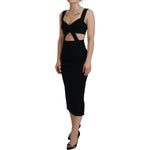 Dolce & Gabbana Black Viscose Bodycon Sheath Midi Dress