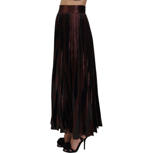 Dolce & Gabbana Brown Polyester High Waist A-line Maxi Skirt SKI1813 - 40
