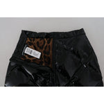 Dolce & Gabbana Shiny Black High Waist A-line Mini Skirt