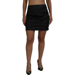 Dolce & Gabbana Black Lambskin Leather A-line Mini Skirt