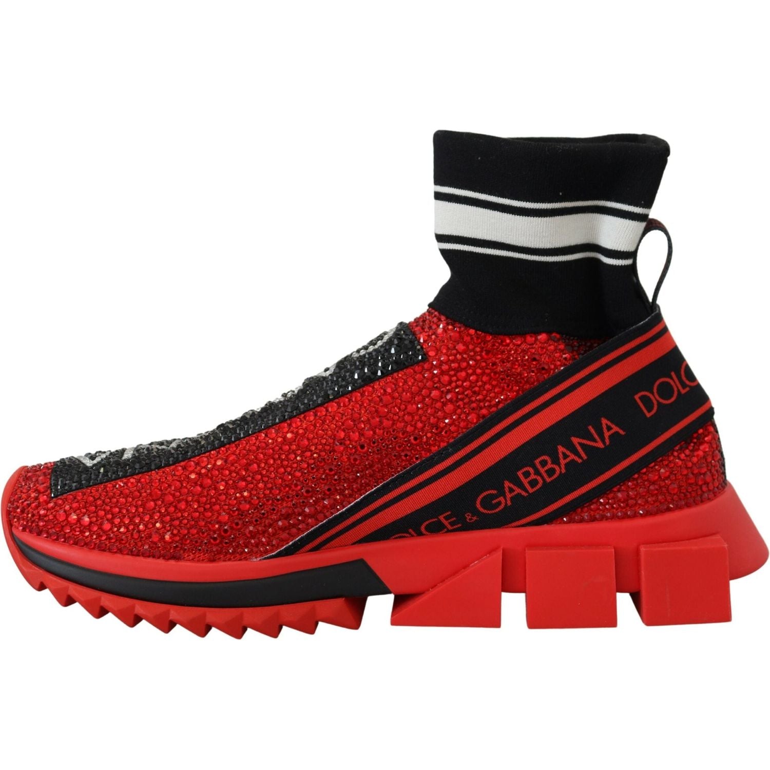 Dolce & Gabbana Red Bling Sorrento Sneakers Socks Shoes