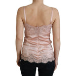 Dolce & Gabbana Pink Satin Lace Roses Tank Top Lingerie TSH8066- 36