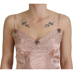 Dolce & Gabbana Pink Satin Lace Roses Tank Top Lingerie TSH8066- 36