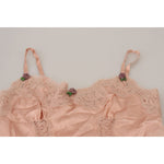 Dolce & Gabbana Pink Satin Lace Roses Tank Top Lingerie TSH8066- 36