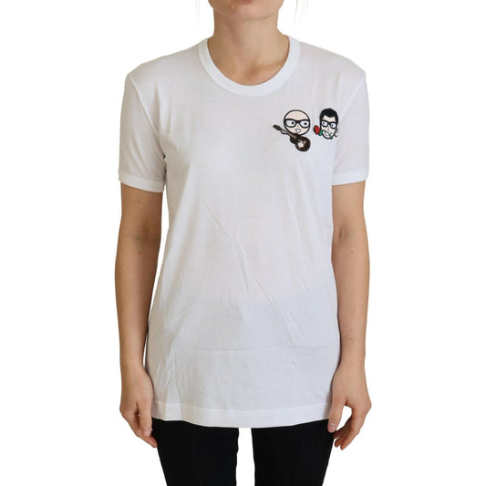 Dolce & Gabbana White #dgfamily Crewneck Cotton T-shirt TSH8067- 38