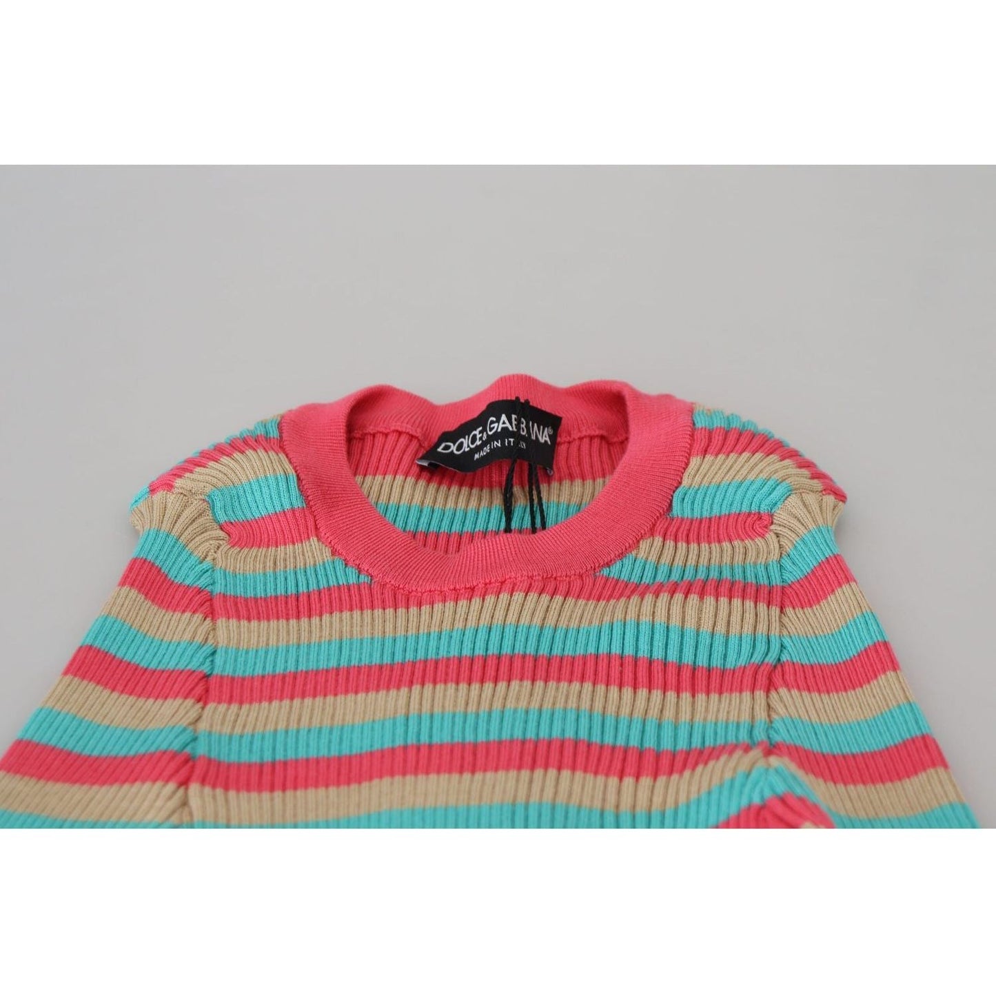 Dolce & Gabbana Multicolor Crewneck Pullover Silk Sweater