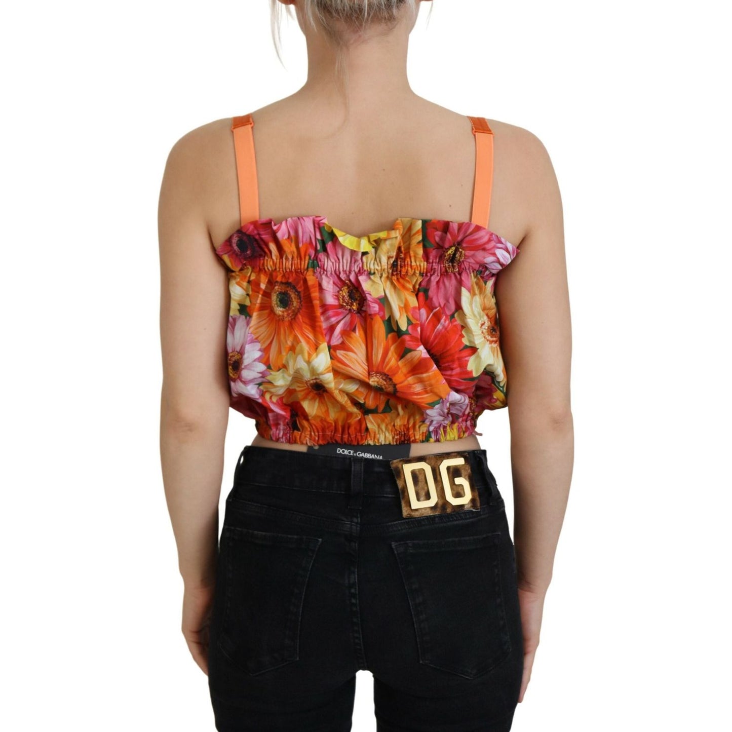 Dolce & Gabbana Blouse Cropped Floral Cotton Tank Top