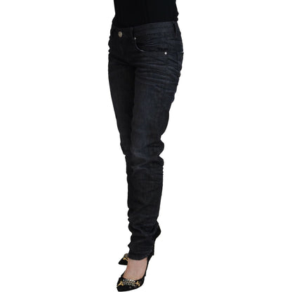 Acht Black Cotton Low Waist Slim Fit Women Casual Denim Jeans