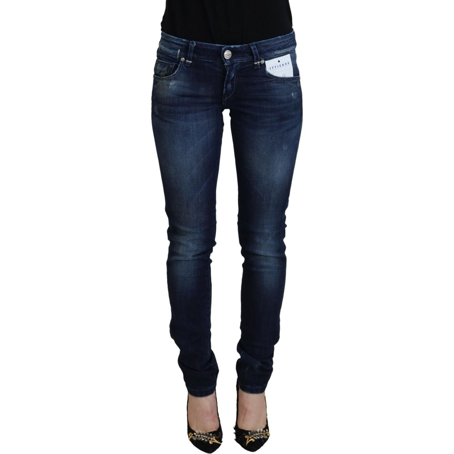 Acht Blue Cotton Low Waist Slim Fit Women Casual Denim Jeans