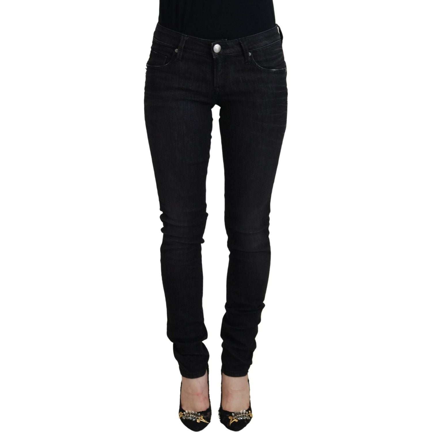 时尚低腰设计师款紧身牛仔裤