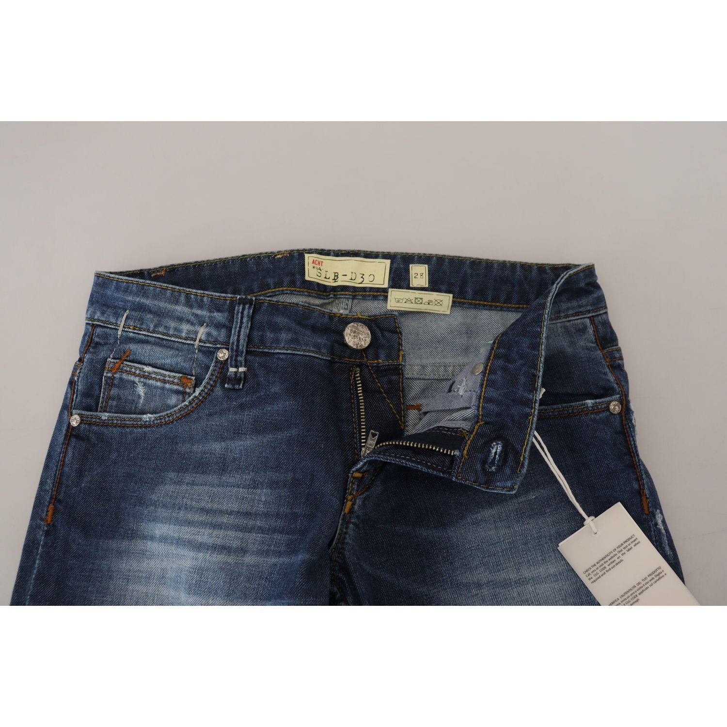 بنطلون جينز أنيق أزرق اللون بخصر منخفض